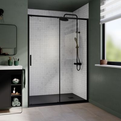 Receveur de douche 80 x 140 cm, résine, noir, Douro GoodHome