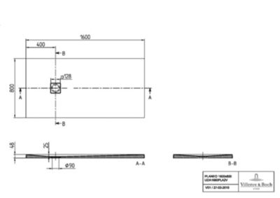 Receveur de douche 80 x 160 cm en acrylique, anthracite mat, Villeroy & Boch Exklusive