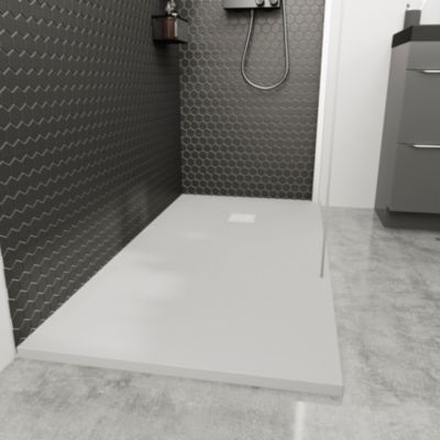 Receveur de douche 80 x 160 cm, résine, blanc, GoodHome Douro