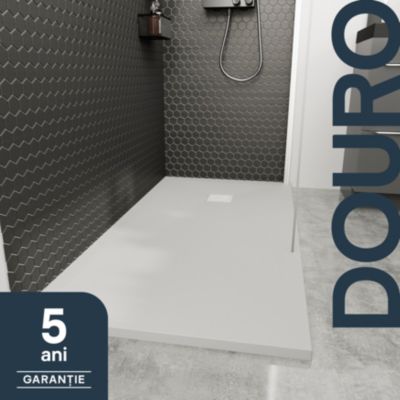 Receveur de douche 80 x 160 cm, résine, blanc, GoodHome Douro