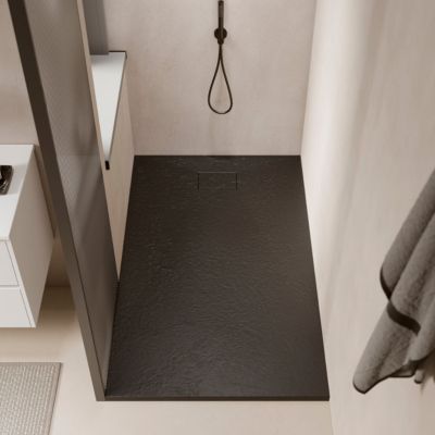 Receveur de douche 80 x 170 cm extra plat PIATTO en SoliCast surface ardoisee noir