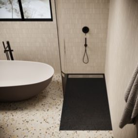 Receveur de douche 80 x 180 cm extra plat LUCIA en SoliCast surface ardoisee noir