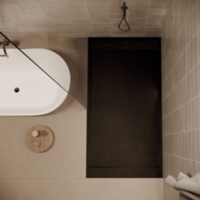 Receveur de douche 80 x 180 cm extra plat SALVI en SoliCast surface ardoisee noir