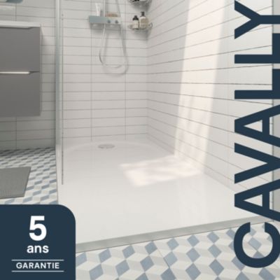 Receveur de douche 80 x 180 cm, résine, blanc, GoodHome Cavally
