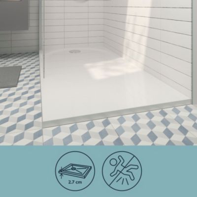 Receveur de douche 80 x 180 cm, résine, blanc, GoodHome Cavally