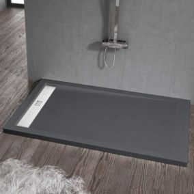 Receveur de douche 80 x 200 cm extra plat ELITE en resine surface ardoisee anthracite