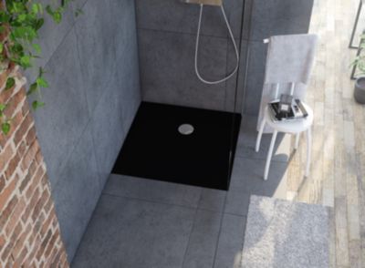 Receveur de douche 80 x 80 cm, noir, Allibert Karbon