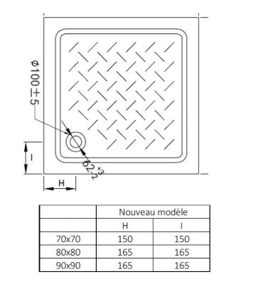 Receveur de douche 80 x 80 x 10 cm, blanc brillant, Cera Ondée