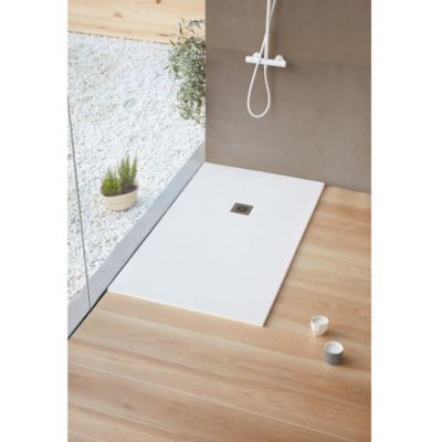 Receveur de douche 80 x 90 cm extra plat LOGIC surface ardoisee rectangulaire blanc