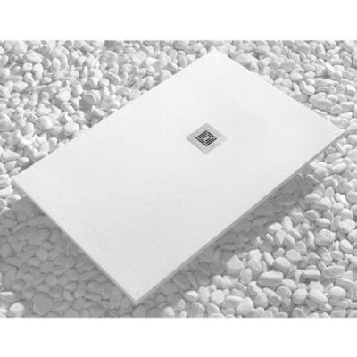 Receveur de douche 80 x 90 cm extra plat LOGIC surface ardoisee rectangulaire blanc