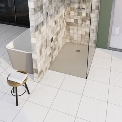 Receveur de douche 80x100 cm, beige latte mat, Allibert Bath & Design Karbon