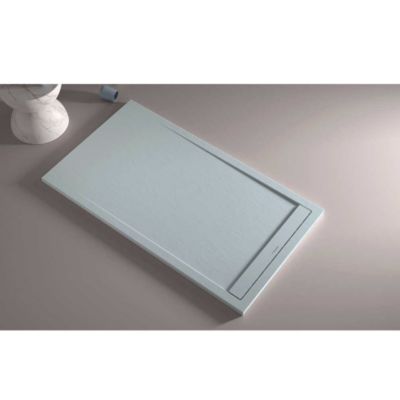 Receveur de douche 80x100 cm extra plat CLEVER en resine surface ardoisee gris cendre