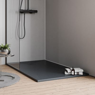 Receveur de douche 80x100x2,4cm en fonte minérale VIREO - anthracite mat