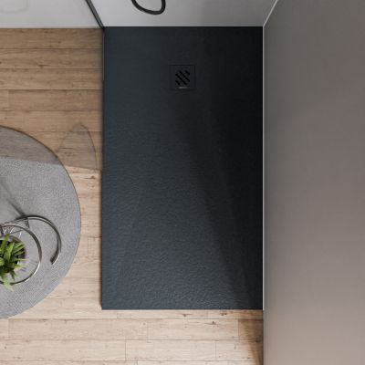 Receveur de douche 80x100x2,4cm en fonte minérale VIREO - anthracite mat
