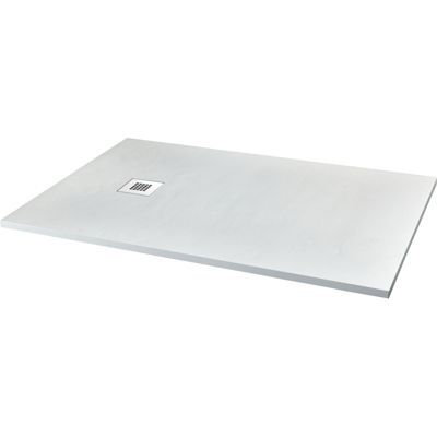 Receveur de douche 80x120 extraplat antidérapant blanc effet texturé + bonde - Ceane