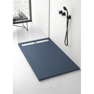 Receveur de douche 80x130 cm extra plat ARCO en resine surface ardoisee anthracite Grille anthracite