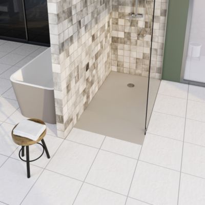 Receveur de douche 80x140 cm, beige latte mat, Allibert Bath & Design Karbon