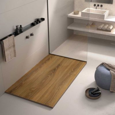 Receveur de douche 80x140 cm extra plat DEKOR en resine finition bois brut