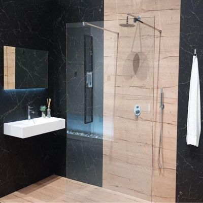 Receveur de douche 80x140 cm extra plat DEKOR en resine finition bois brut