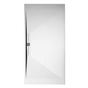 Receveur de douche 80x140 cm extra plat EDIS en resine surface ardoisee blanc Grille inox