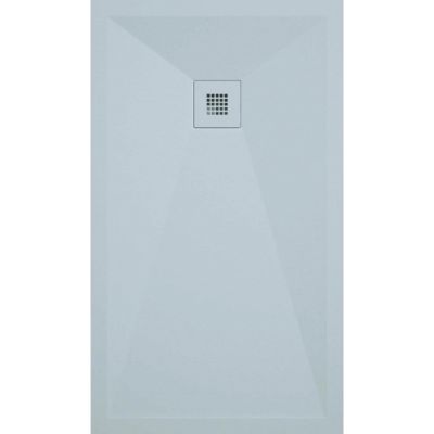 Receveur de douche 80x140 cm extra plat ONDA en resine surface ardoisee gris cendre Grille inox