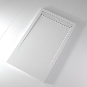 Receveur de douche 80x150 cm extra plat CLEVER en résine surface ardoisée blanc