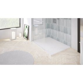 Receveur de douche 80x160 cm extra plat, résine et minéral, marbre blanc, Ayor Bathroom Nola