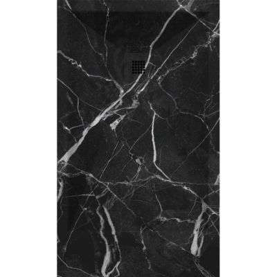 Receveur de douche 80x170 cm extra plat DEKOR en resine finition marbre noir