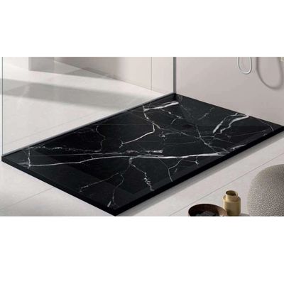 Receveur de douche 80x170 cm extra plat DEKOR en resine finition marbre noir