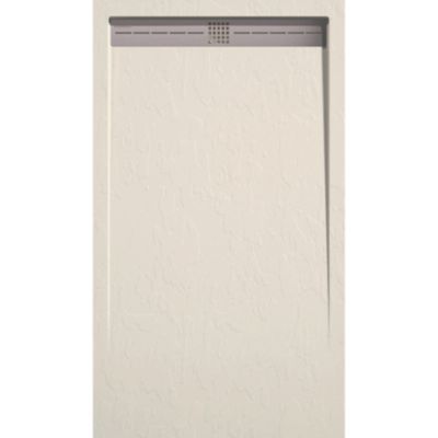 Receveur de douche 80x180 cm extra plat ARCO en resine surface ardoisee beige Grille inox