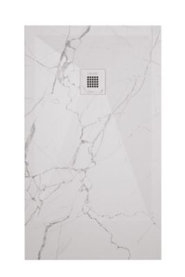 Receveur de douche 80x180 cm extra plat, résine et minéral, marbre blanc, Ayor Bathroom Nola