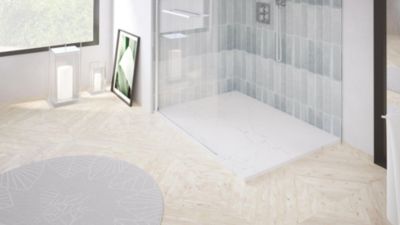 Receveur de douche 80x180 cm extra plat, résine et minéral, marbre blanc, Ayor Bathroom Nola