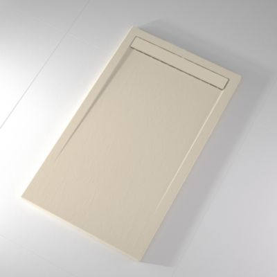 Receveur de douche 80x190 cm extra plat CLEVER en resine surface ardoisee beige