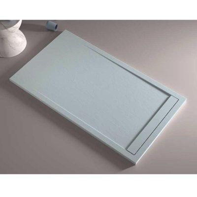 Receveur de douche 80x190 cm extra plat CLEVER en resine surface ardoisee gris cendre