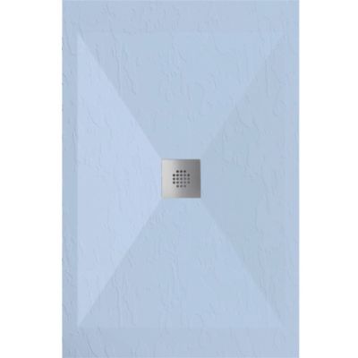 Receveur de douche 80x190 cm extra plat DEXA en resine surface ardoisee gris cendre Grille inox