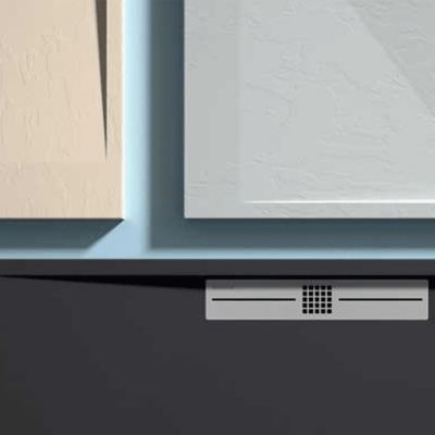 Receveur de douche 80x190 cm extra plat EDIS en resine surface ardoisee noir Grille noire