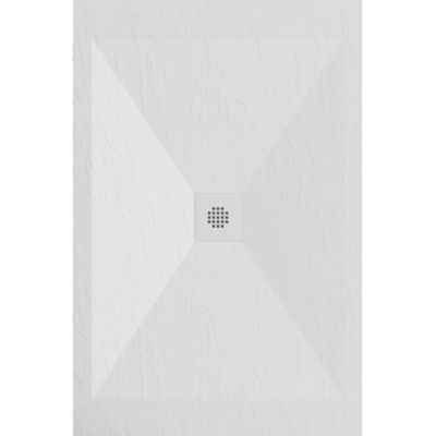 Receveur de douche 80x210 cm extra plat DEXA en resine surface ardoisee blanc Grille blanche