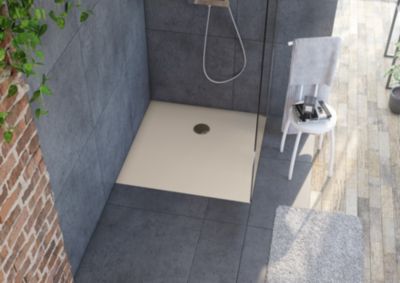 Receveur de douche 80x80 cm, beige latte mat, Allibert Bath & Design Karbon