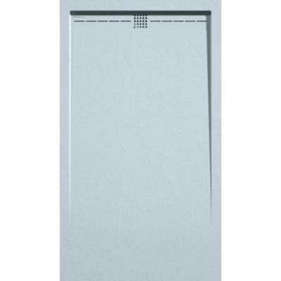 Receveur de douche 80x80 cm extra plat ARCO en resine surface ardoisee gris cendre Grille inox