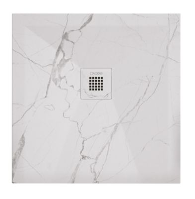 Receveur de douche 80x80 cm extra plat, résine et minéral, marbre blanc, Ayor Bathroom Nola