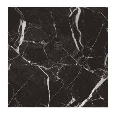 Receveur de douche 80x80 cm extra plat, résine et minéral, marbre noir, Ayor Bathroom Nola