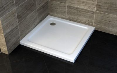 Receveur de douche 80x80x5cm, Bac de douche antidérapant avec bonde Chrome