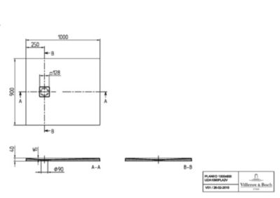 Receveur de douche 90 x 100 cm en acrylique, anthracite mat, Villeroy & Boch Exklusive