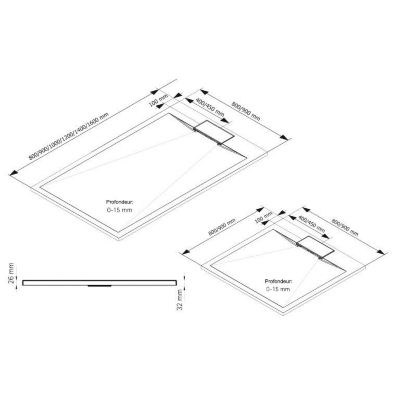 Receveur de douche 90 x 120 cm, effet pierre anthracite, Schulte