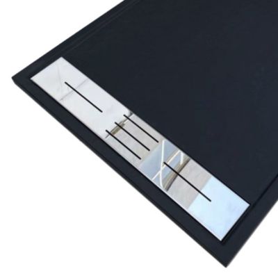 Receveur de douche 90 x 120 cm extra plat LUCIA en SoliCast surface ardoisee noir