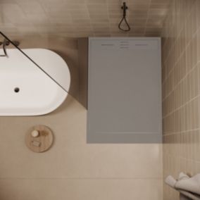 Receveur de douche 90 x 120 cm extra plat SALVI en SoliCast surface ardoisee gris