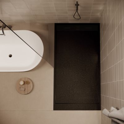 Receveur de douche 90 x 140 cm extra plat noir SALVI en SoliCast surface ardoisee