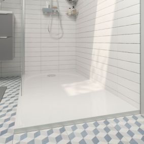 Receveur de douche 90 x 140 cm, résine, blanc, GoodHome Cavally