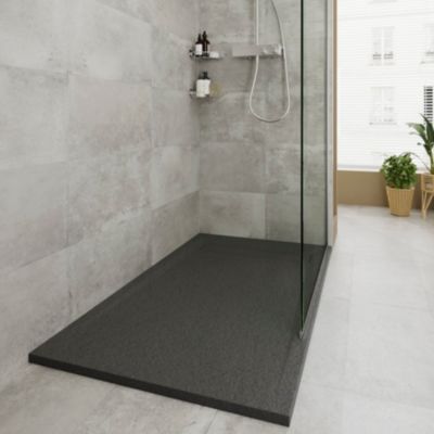 Receveur de douche 90 x 140 cm, résine, noir, GoodHome Luiro