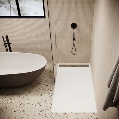 Receveur de douche 90 x 160 cm extra plat blanc LUCIA en SoliCast surface ardoisee